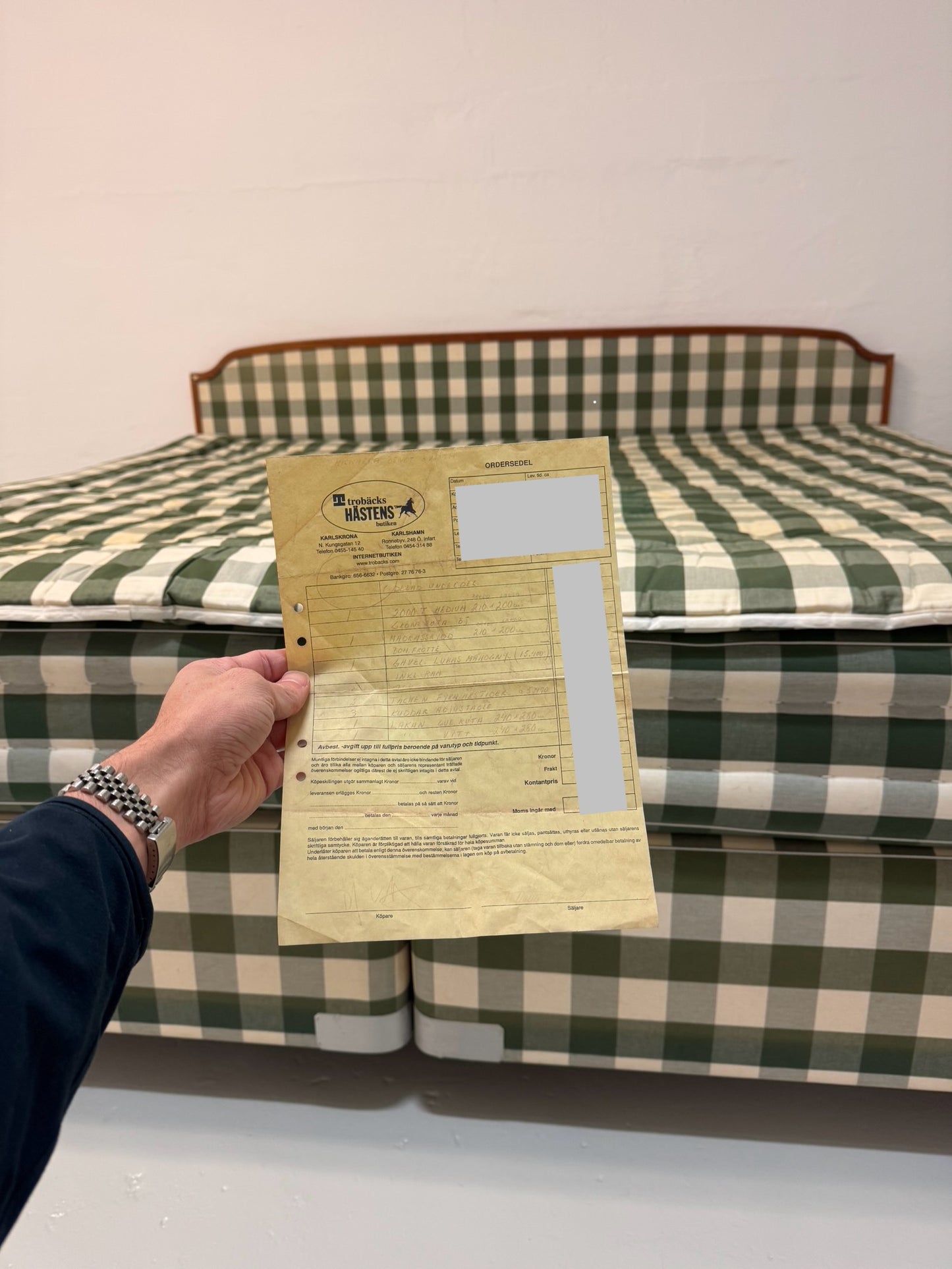 Hästens 2000T dobbeltseng m. gavl – 210x200 cm (m. kvittering)